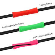 The three fitments shown: 5mm tubing, 5mm brake cable tube and 4mm shift cable tube