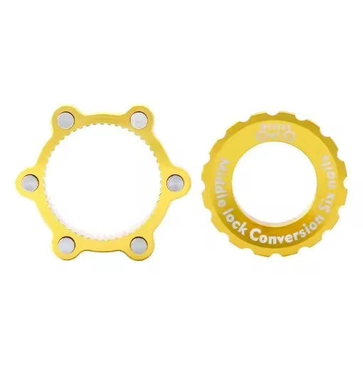 Gold rotor adapter shown with its matching lockring