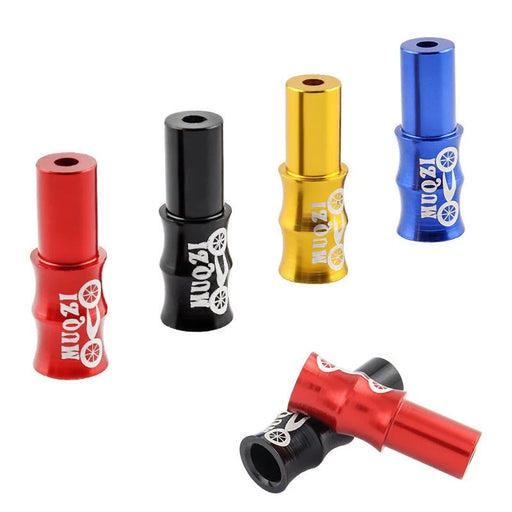 Alloy cable end caps in red, black, gold and blue