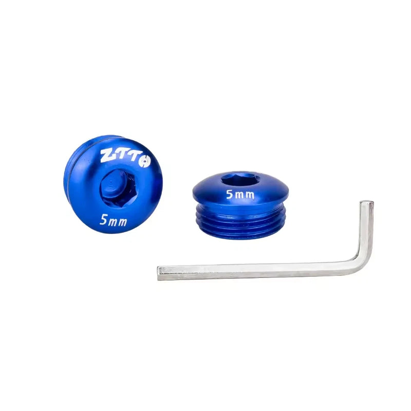 Blue M14 pedal end caps with the supplied Allen key