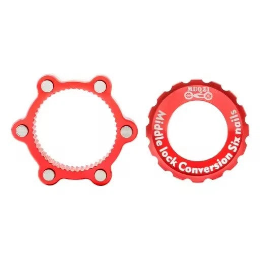 Red rotor adapter shown with its matching lockring