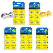Chain quick links for 8, 9, 10, 11 and 12 speed chains in their retail packaging