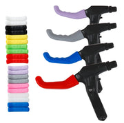 Silicone brake lever covers in ten colours, with several fitted to brake levers