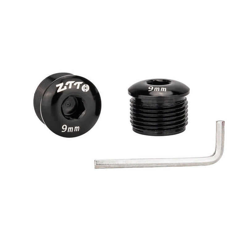 Black M14 pedal end caps with the supplied Allen key